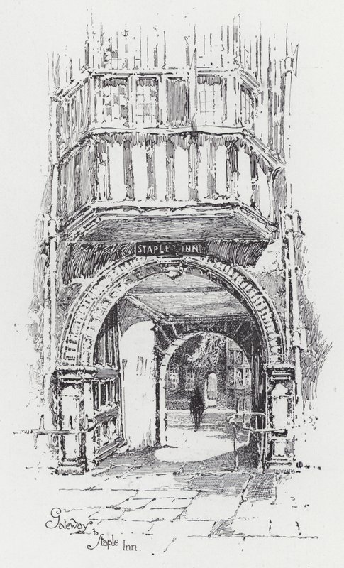 Porta de entrada para a Staple Inn (gravação) de Herbert (after) Railton