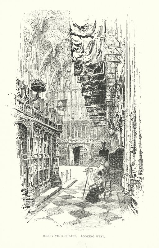 Capela de Henrique VII, vista para oeste (litografia) de Herbert (after) Railton