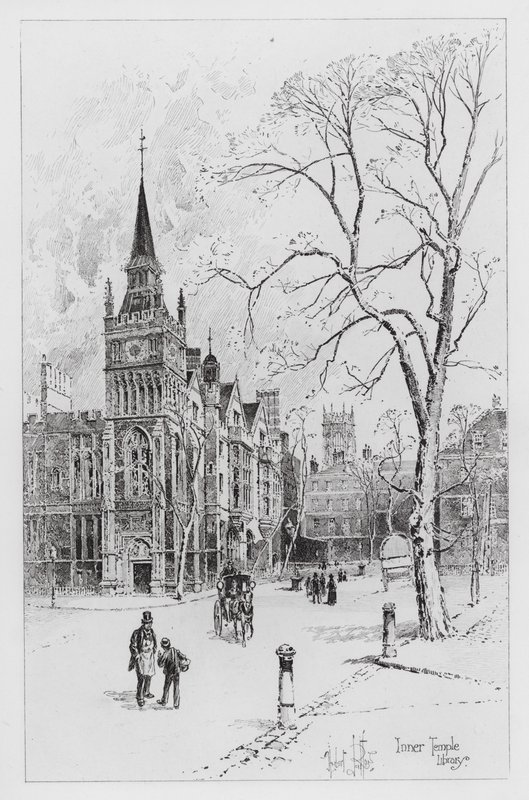 Biblioteca do Templo Interior (gravura) de Herbert (after) Railton