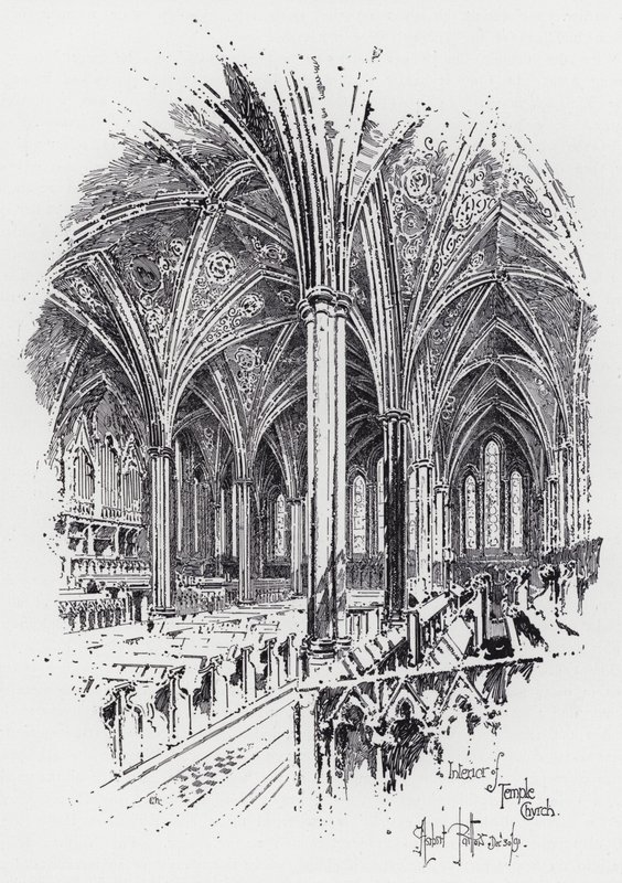Interior da Igreja do Templo (gravura) de Herbert (after) Railton