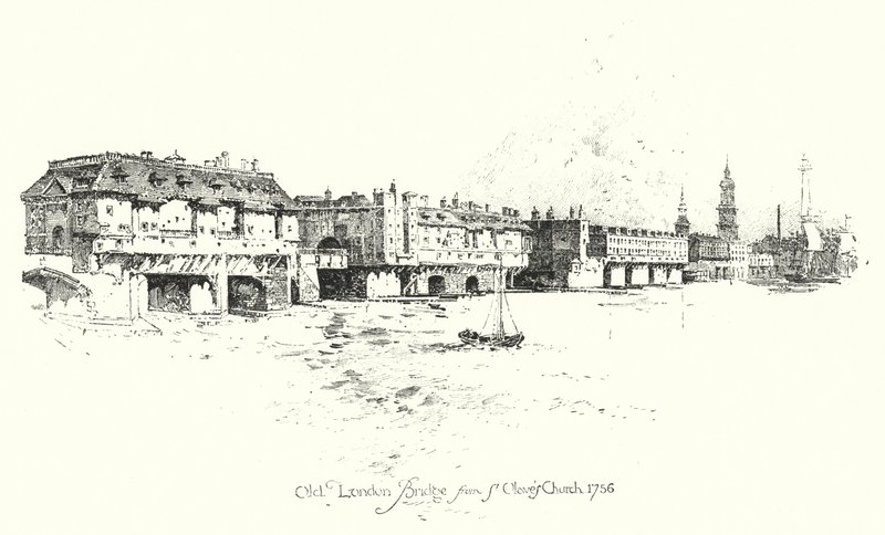 Velha Ponte de Londres, da Igreja de St Olaves de Herbert (after) Railton