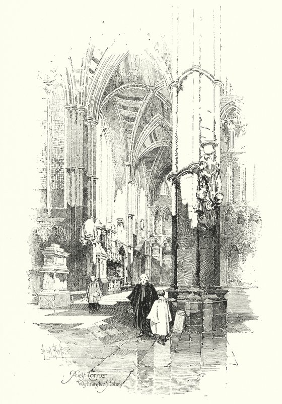 Poets Corner, Abadia de Westminster, Londres (litho) de Herbert (after) Railton