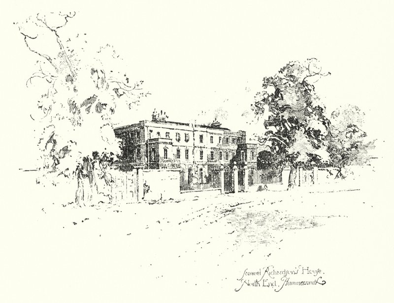 Samuel Richardsons House, North End, Hammersmith (litho) de Herbert (after) Railton