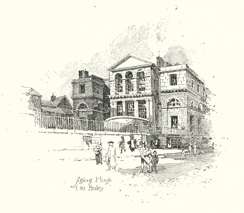 Sessions House, Old Bailey, Londres (litho) de Herbert (after) Railton