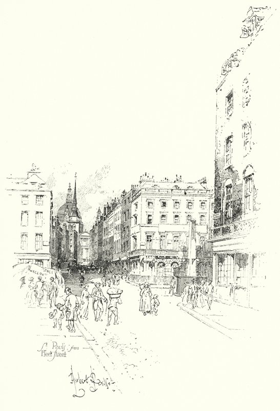Catedral de St Pauls, de Fleet Street, Londres (litho) de Herbert (after) Railton