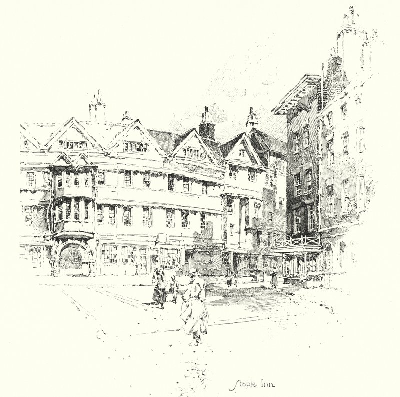 Staple Inn, Londres (litho) de Herbert (after) Railton