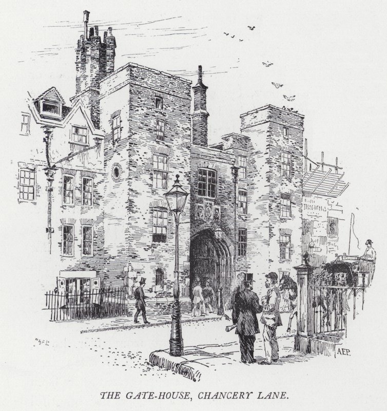 The Gate-House, Chancery Lane (gravura) de Herbert (after) Railton