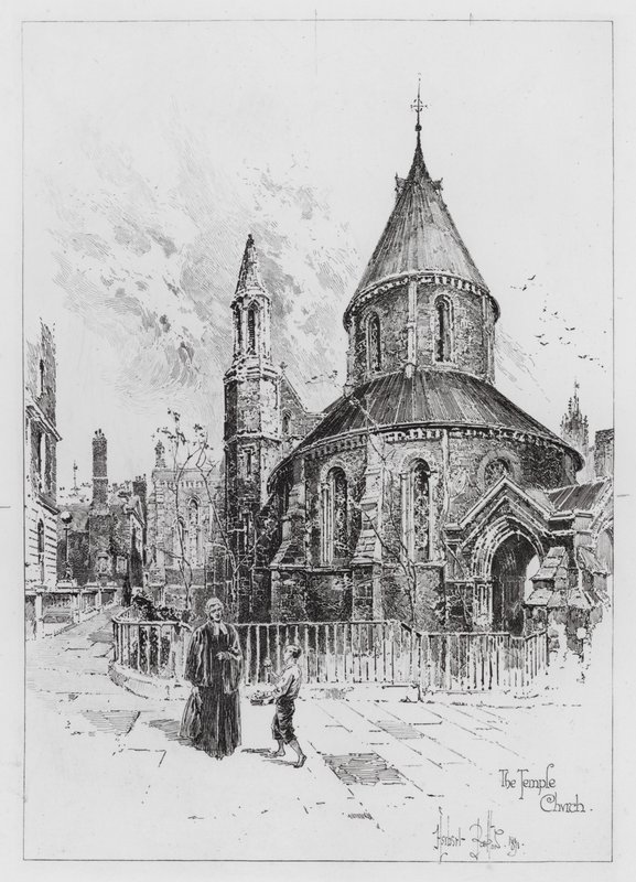 A Igreja do Templo (gravura) de Herbert (after) Railton