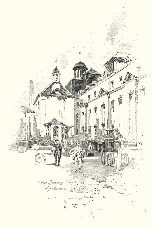 Cervejaria Thrales, Southwark, Londres (litho) de Herbert (after) Railton