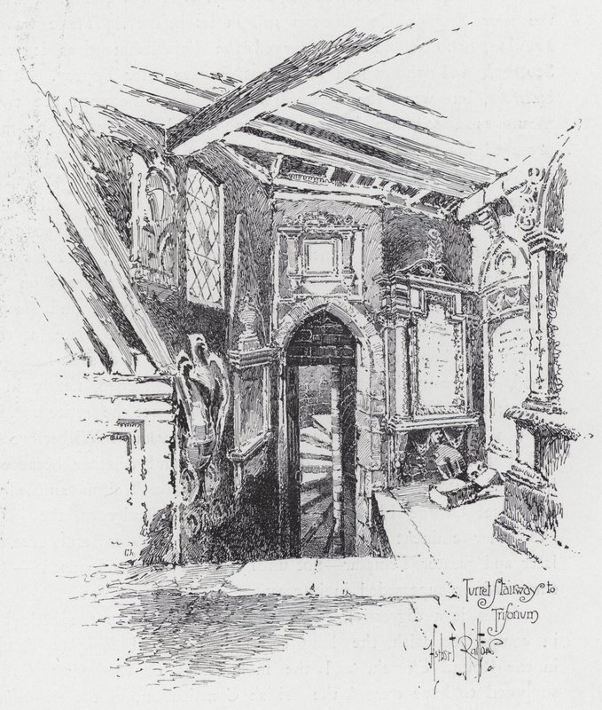 Escada de torreta para Triforium (gravura) de Herbert (after) Railton
