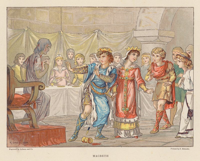 Shakespeare para os jovens: Macbeth (litografia a cores) de Herbert (after) Sidney
