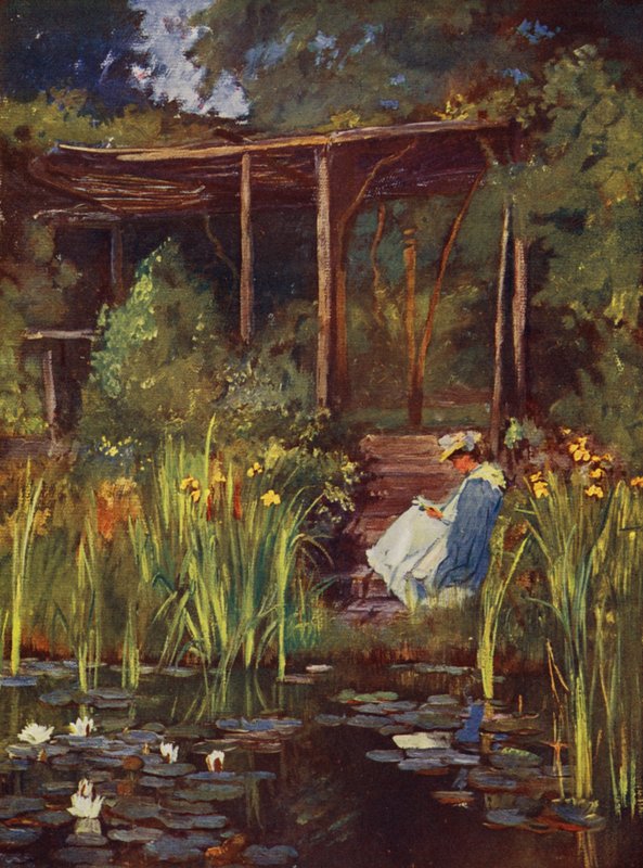 Um jardim aquático (litografia a cores) de Herbert Arnould Olivier