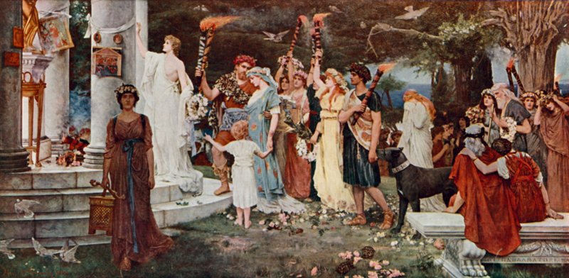 O Templo de Eros (litografia a cores) de Herbert Gustave (after) Schmalz