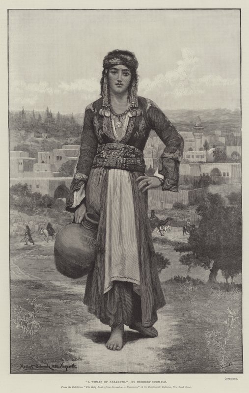 Uma mulher de Nazaré, da exposição A Terra Santa, de Jerusalém a Damasco, nas Galerias Dowdeswell, New Bond Street de Herbert Gustave Schmalz