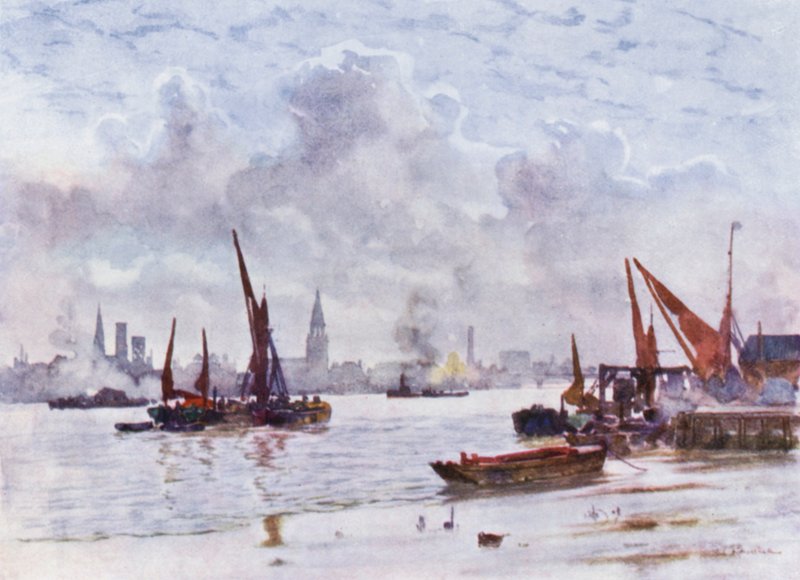 Battersea Reach (cor litho) de Herbert Menzies (after) Marshall