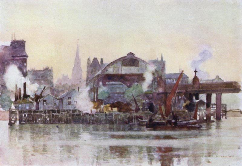 Charing Cross Station from the River (cor litho) de Herbert Menzies (after) Marshall