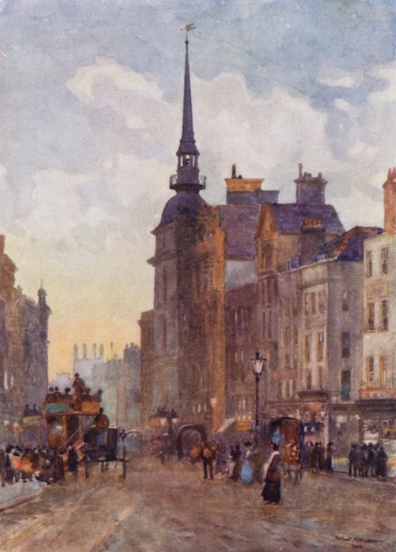 Olhando para Ludgate Hill a partir dos Degraus de São Paulo (cor litho) de Herbert Menzies (after) Marshall