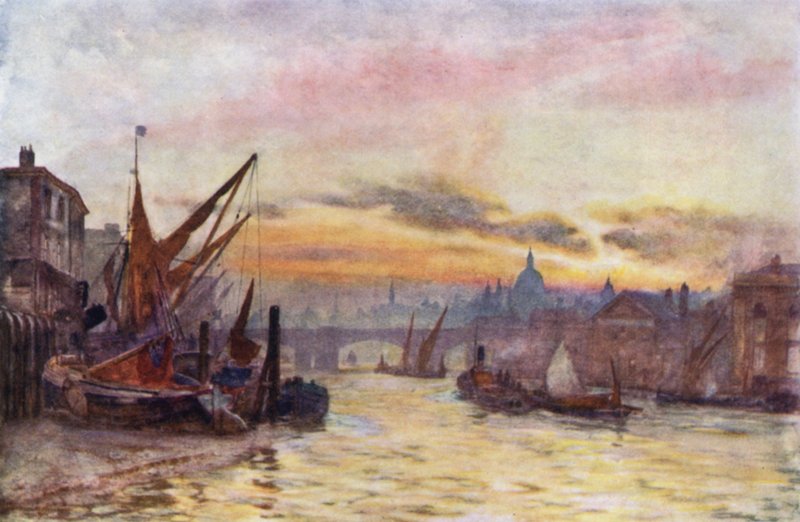 Maré baixa em Southwark (cor litho) de Herbert Menzies (after) Marshall