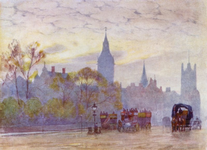 Manhã em Whitehall (cor litho) de Herbert Menzies (after) Marshall