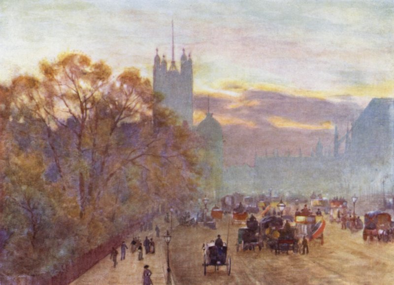 A abordagem a Westminster (cor litho) de Herbert Menzies (after) Marshall