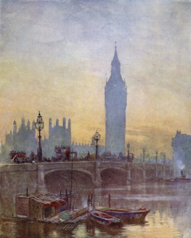 A ponte em Westminster (cor litho) de Herbert Menzies (after) Marshall
