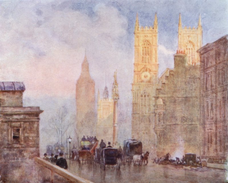 The End of Victoria Street, Westminster (cor litho) de Herbert Menzies (after) Marshall