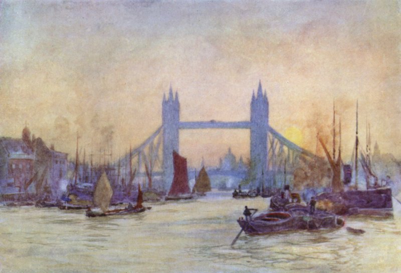 The Waterway to London (cor litho) de Herbert Menzies (after) Marshall