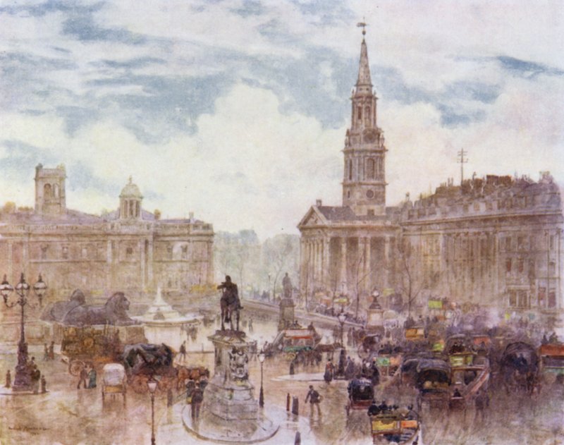 Trafalgar Square (cor litho) de Herbert Menzies (after) Marshall