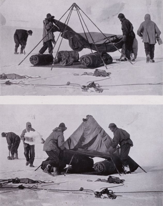 Atirar a tenda (foto a p/b) de Herbert Ponting