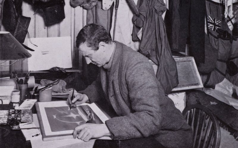 "Para Wilson, como artista, houve compensações" (foto a p/b) de Herbert Ponting