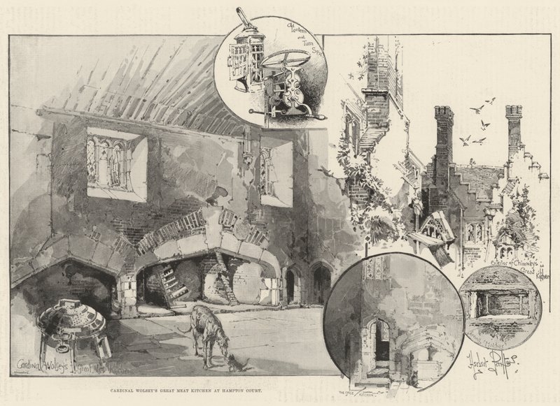 Grande cozinha de carne do Cardeal Wolsey em Hampton Court de Herbert Railton