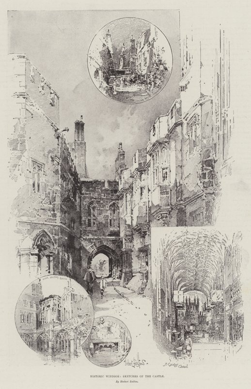 Histórico, windsor, esboços, castelo de Herbert Railton