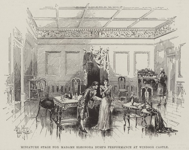 Palco em miniatura para a performance de Madame Eleonora Duse no Castelo de Windsor de Herbert Railton
