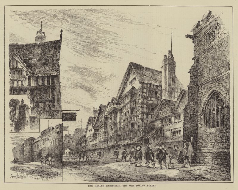 A exposição da saúde, a rua velha de Londres de Herbert Railton