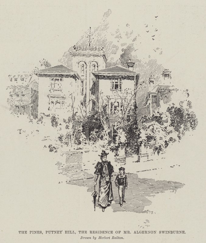 Os pinheiros, Putney Hill, a residência do Sr. Algernon Swinburne de Herbert Railton