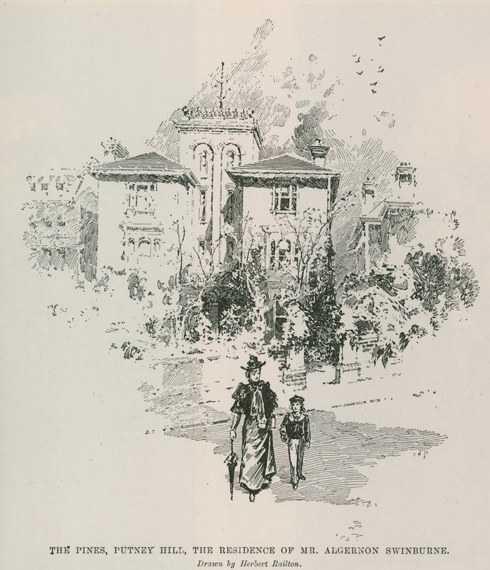 Os pinheiros, Putney Hill, a residência do Sr. Algernon Swinburne de Herbert Railton