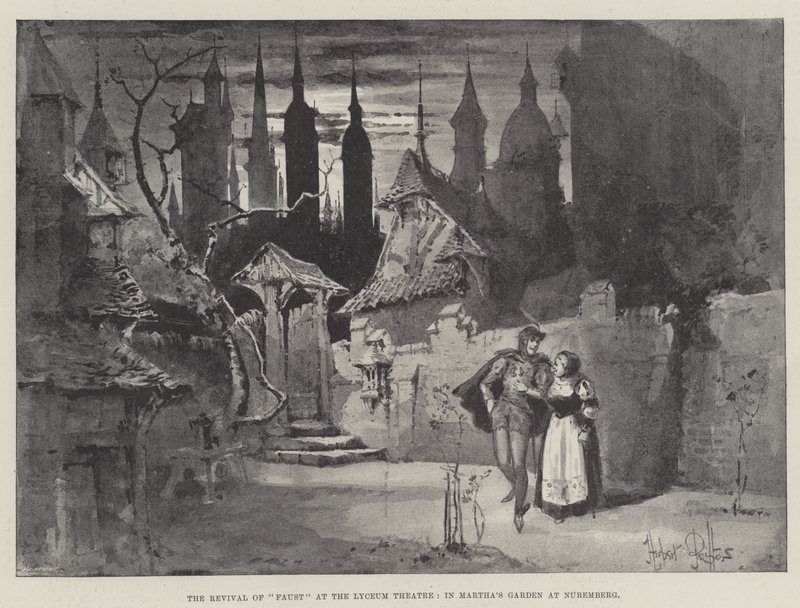 O renascimento de Fausto no Teatro Lyceum, no jardim de Martha em Nuremberg de Herbert Railton
