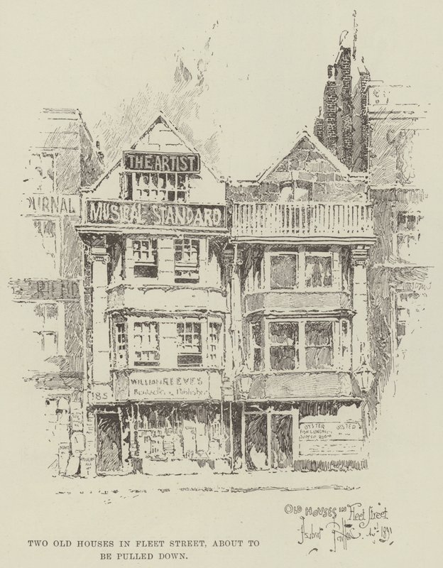 Duas casas antigas na Fleet Street, prestes a serem derrubadas de Herbert Railton