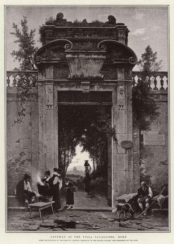 Porta de entrada da Villa Cavallieri, Roma de Hermann David Salomon Corrodi