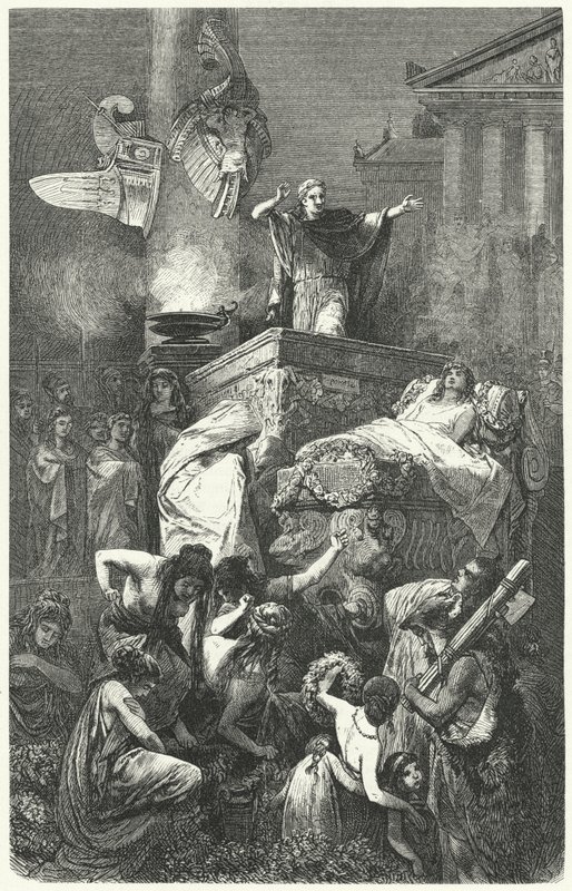 Augusto dando a oração no funeral de seu sobrinho Marcelo, 23 aC de Hermann Vogel