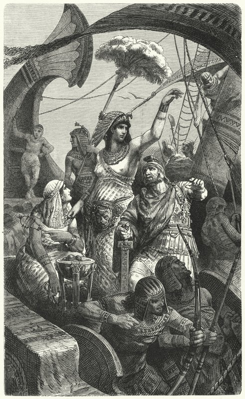 Cleópatra durante a Batalha de Actium, 31 aC de Hermann Vogel