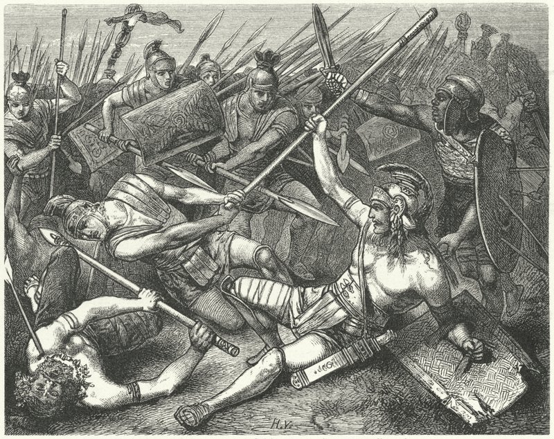Morte de Espártaco, 71 aC de Hermann Vogel