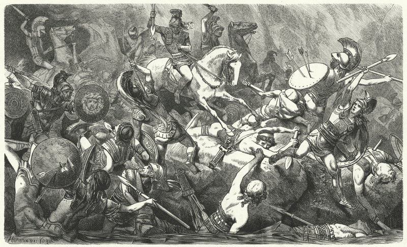 Derrota do exército ateniense na Sicília, 413 aC de Hermann Vogel