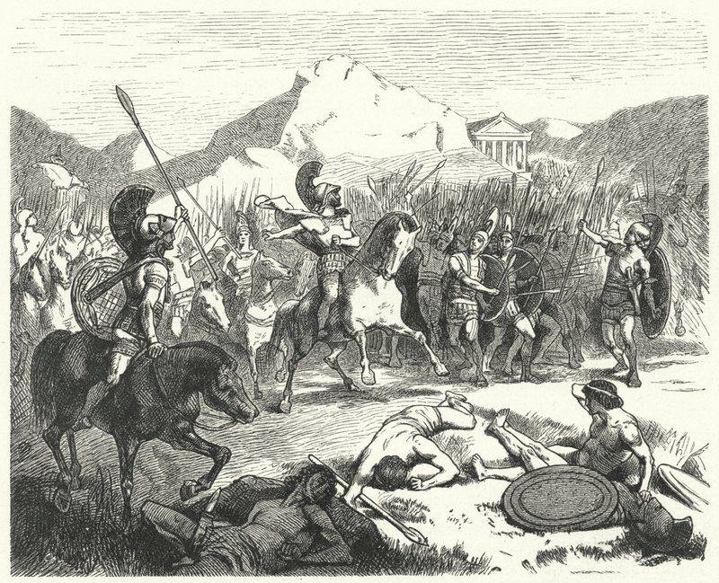 Epaminondas ordenando o exército de Tebas para a batalha de Hermann Vogel