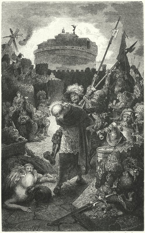 German Landsknechts saqueando Roma, 1527 de Hermann Vogel