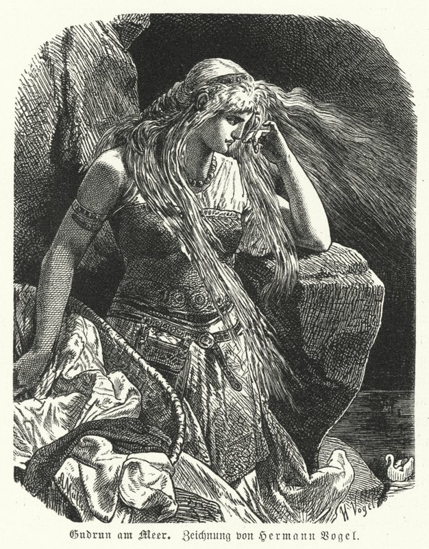 Gudrun ao lado do mar de Hermann Vogel