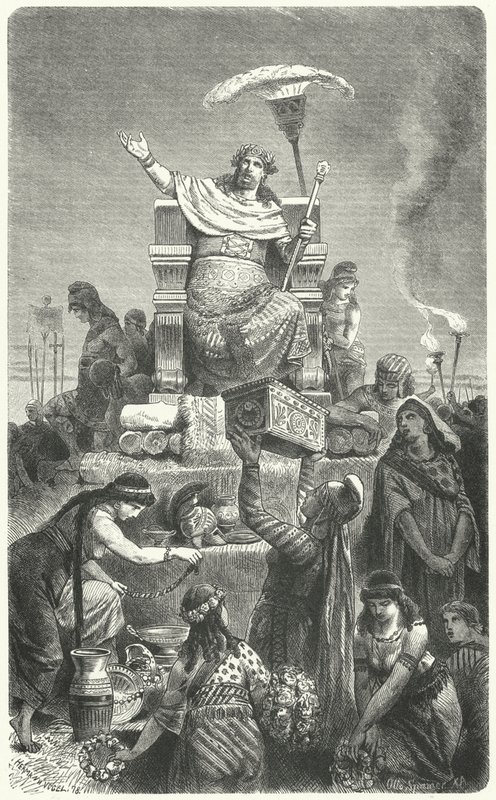 Rei Croesus em sua pira de Hermann Vogel