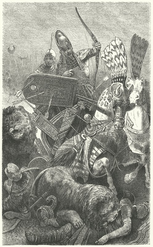 Ramesses o grande na batalha de Kadesh, 1274 aC de Hermann Vogel