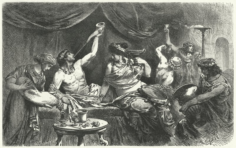 Bacanal romano na época de Messalina, primeiro século de Hermann Vogel