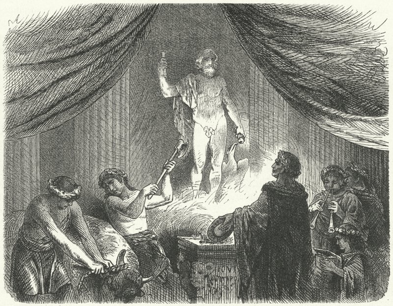 Romanos realizando um sacrifício ao deus Júpiter de Hermann Vogel